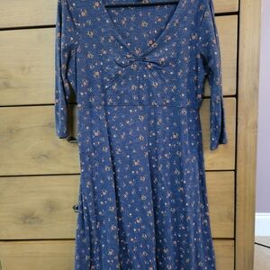 Toad&Co Blue Floral Long Sleeve Dress
